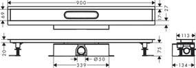 Hansgrohe uBox universal, úplná sada pre štandardnú inštaláciu - 900 pre vrchné sady sprchových žľabov, HAN-56025180