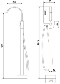 Mexen Veda, voľne stojaca vaňová batéria, zlatá lesklá, 75433-50