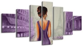 Gario Ručne maľovaný obraz Prechádzka v Paríži - 7 dielny Rozmery: 210 x 100 cm
