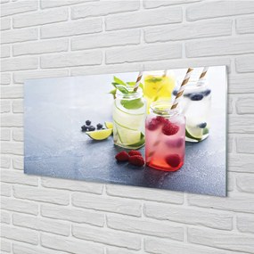 Obraz na skle Koktejl malina vápno citrón 100x50 cm
