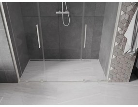 Mexen Velar L Duo, posuvné sprchové dvere do otvoru 170 cm, 8mm číre sklo, brúsená oceľ, 871-170-003-02-97