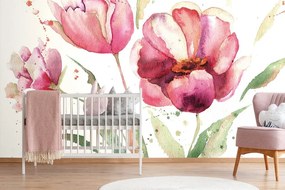Jedinečná samolepiaca tapeta maľované tulipány