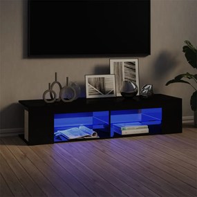 TV skrinka s LED svetlami lesklá čierna 135x39x30 cm