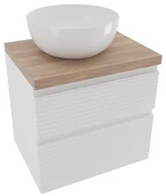 Kúpeľňová skrinka 2 zásuvková s krycou doskou Naturel Savona 58x53x44, 8 cm biela lesk SAVONA260BIDDH, 1 ks