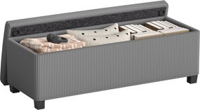 HOMCOM 84 l úložný taburet z manšestru s vekom, sivý — 112 × 42 × 40 cm | Aosom