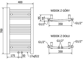 Mexen Ares, vykurovacie teleso 700x400 mm, 189 W, chrómová, W102-0700-400-00-01