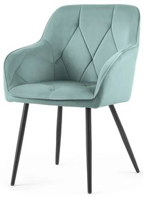 Sada dvoch jedálenských stoličiek DIAMANT zamatové, tyrkysové / čierne nohy (2 ks)