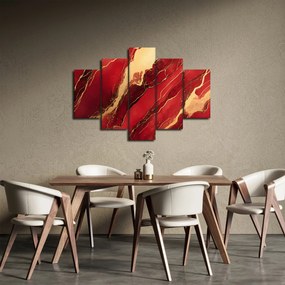 Obraz - Červeno-zlatý mramor (150x105 cm)