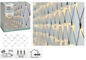 LED Vianočná svetelná sieť teplá biela, 320x LED, 300 x 150 cm