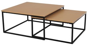 Konferenčné stolíky, set 2 ks, buk/čierna, KASTLER TYP 1