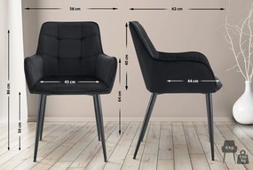 Jedálenská stolička Ferndale - zamat - čierna