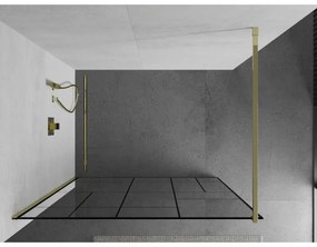Mexen Kioto sprchová zástena 90x200 cm 8 mm, zlatý profil, sklo čierny vzor 2, 800-090-101-50-78