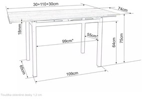 Rozkládací jídelní stůl Merlin 110/170 cm černý