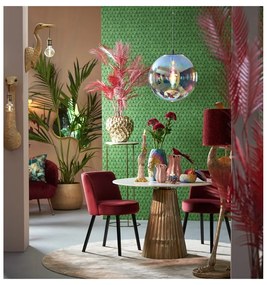 Okrúhly jedálenský stôl v bielej a bronzovej farbe s doskou v dekore mramoru ø 100 cm Leyda – Light &amp; Living