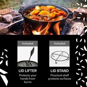 Klarstein Galloway, liatinový hrniec, 7.6 barbecue hrniec, liatina, žíhaný, veľkosť L/7,2 l