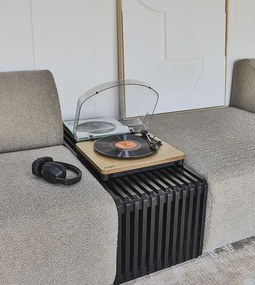 Čierna drevená lamelová lavica Slatted - 96*43*38 cm
