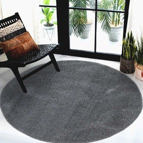 Dekorstudio Okrúhly koberec s dlhým vlasom SOFTSHINE tmavo sivý Priemer koberca: 120cm