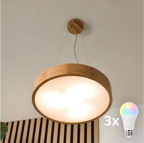 Brilagi - LED RGBW stmievateľný luster CARVALHO 3xE27/15W/230V Wi-Fi dub priemer 47,5 cm