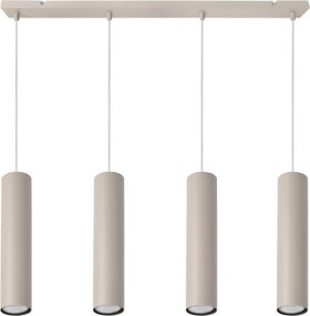 Závesné svietidlo Tuba, 4x béžové kovové tienidlo