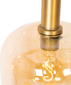 Inteligentné závesné svietidlo čierne s mosadzou a jantárovým sklom 3-svetlá Vrátane 3 Wifi G95 - Zuzanna