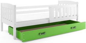 Detská posteľ KUBUŠ 1 s úložným priestorom| biela Farba: biela / zelená, Rozmer.: 190 x 80 cm