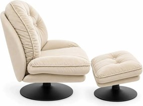 LuxuryForm DESIGN Otočné kreslo LUNA s podnožkou - krémové