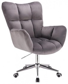 LuxuryForm DESIGN Kreslo AURORA VELUR na strieborné podstave s kolieskami - tmavo šedé