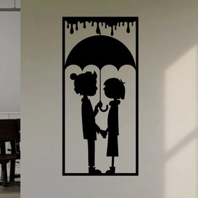Veselá Stena Samolepka Deti v daždi Farba: čierna, Veľkosť: 40 x 20 cm