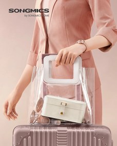 Šperkovnica, 2-poschodová šperková úložná schránka, 11 x 16 x 8 cm, oblá biela