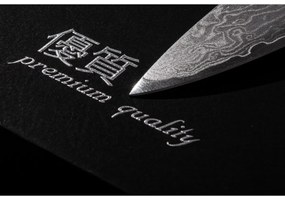 G21 Damascus Premium sada nožov v bambusovombloku, 4 ks + brúsny kameň