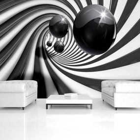 Fototapeta - 3D čiernobiely tunel (254x184 cm)