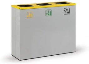 Kôš na triedený odpad 3x 50 l, stojan na odpadkové vrecia, sivá/žltá