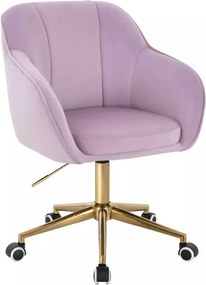 LuxuryForm DESIGN Stolička AVOLA VELUR na zlatej podstave s kolieskami - levanduľa