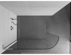 Mexen Kioto L, sprchová zástena Walk-In 120 x 200 cm, 8mm číre sklo, brúsená oceľ profil, 800-120-103-97-06
