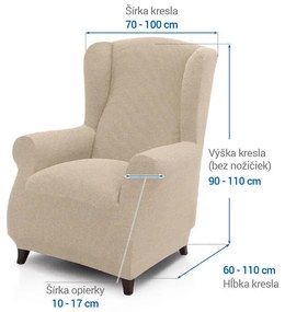 Super strečové poťahy HARMONIA smotanová kreslo ušiák (š. 70 - 100 cm)