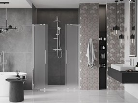 Mexen Velar Duo, posuvné sprchové dvere do otvoru 140 cm, 8mm sklo námraza, chrómová, 871-140-000-32-01