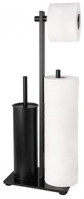 Erga Yami, držiak toaletného papiera s WC kefou a zásobníkom na papier, čierna, ERG-YKA-P.YAMI-FB