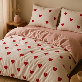 Ružové obliečky na dvojlôžko/predĺžené s plachtou/4-dielne 200x220 cm Red Heart – Mila Home