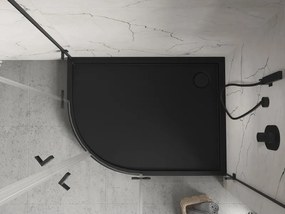 Mexen Flow+, štvrťkruhová asymetrická sprchová vanička, pravá, 100 x 90 cm, čierna matná, 46Q709010RH