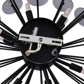 Art Deco stropné svietidlo čierne s dymovým sklom - Atomic