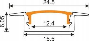 BERGE LED hliníkový profil zapustený 2m čierny - sada