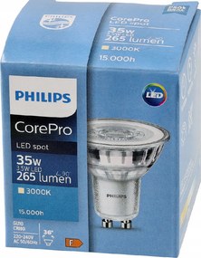 LED žiarovka Philips GU10 - 3,5 W - 255Lm 36 ° - teplá biela 3000K - CorePro Premium