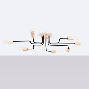 Sollux SL.1671 - Prisadený luster TIMBO 8xE27/15W/230V čierna/béžová/buk