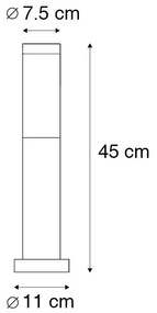 Vonkajšia lampa na stĺp antracit 45 cm IP44 - Rox so zemným hrotom a káblovou objímkou