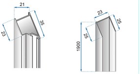Rea - MOLIER magnetický profil pre sprchové dvere 190cm, chróm, REA-K3261