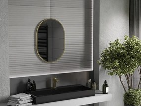 Mexen Loft oválne kúpeľňové zrkadlo 70 x 50 cm, zlatý brúsený rám - 9851-070-050-000-50