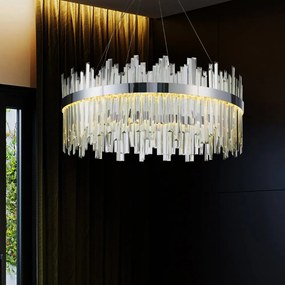 Závesný LED krištáľový luster APP1516-CP60 strieborný