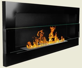 Závesný biokrb na stenu AIASA ČIERNY SO SKLOM 90x40x12