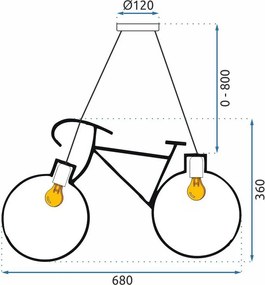 Toolight Toolight, závesné svietidlo bicykel APP216-2CP, čierna, OSW-00352
