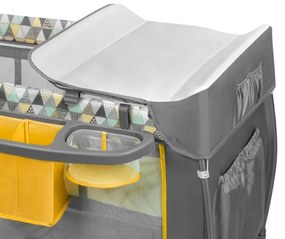 Lionelo - Cestovná postieľka SVEN PLUS sivá/žltá